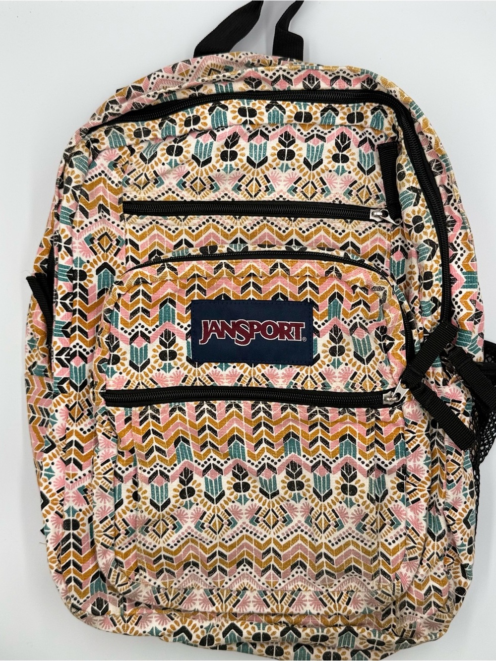 JanSport Tribal Patterned Pink & Teal Backpack